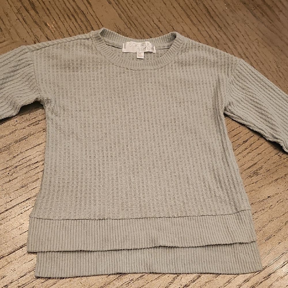Mint Green Waffle Knit Sweater Top Size 5